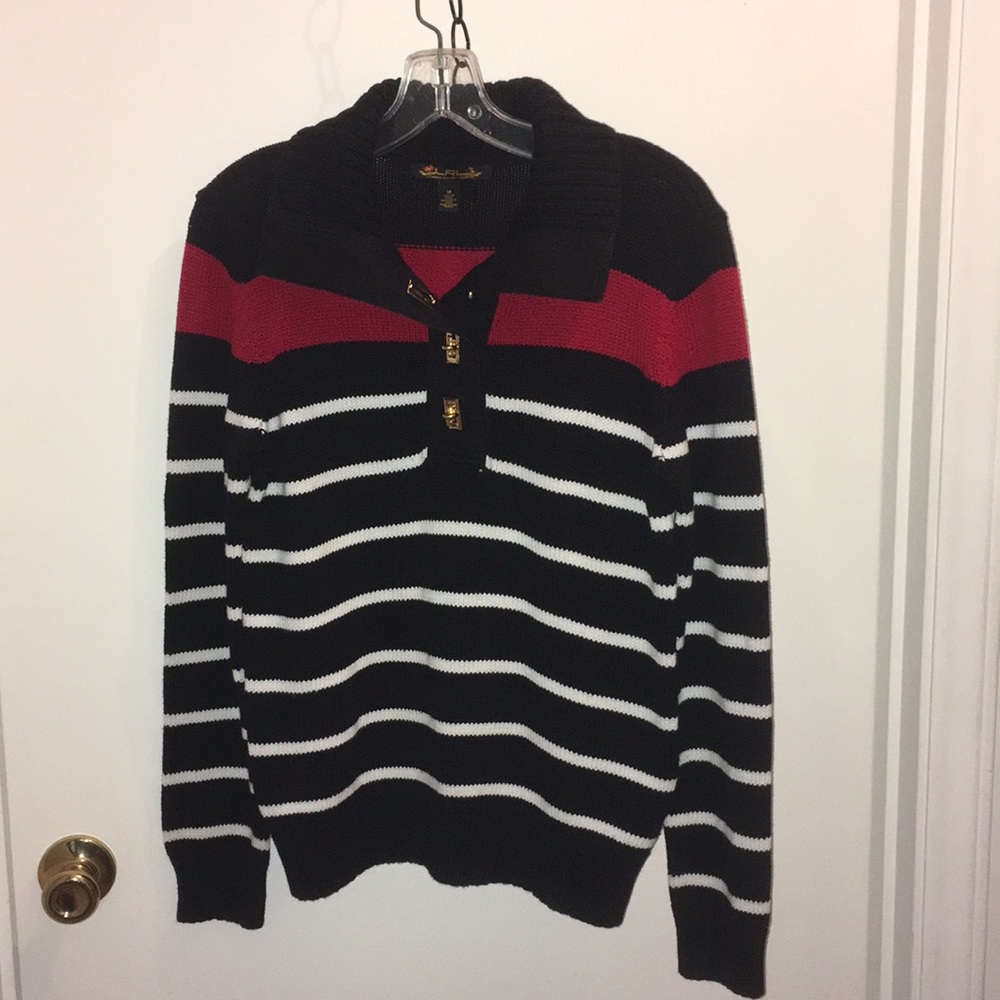LAUREN RALPH LAUREN. SHAWL COLLAR PULLOVER SWEATER
